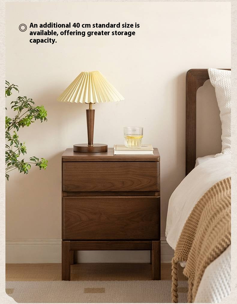 Black Walnut, Ash Solid Wood Storage Nightstand