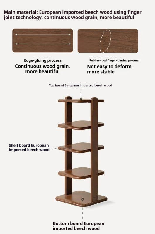Beech Solid Wood, Solid RubberWood Ultra-Narrow Shoe rack