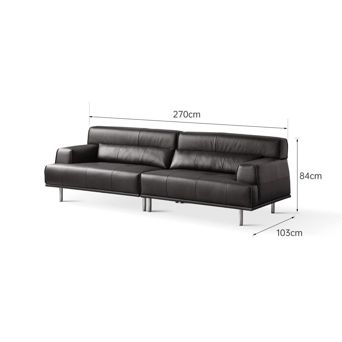 Leather sofa Italian minimalist black :