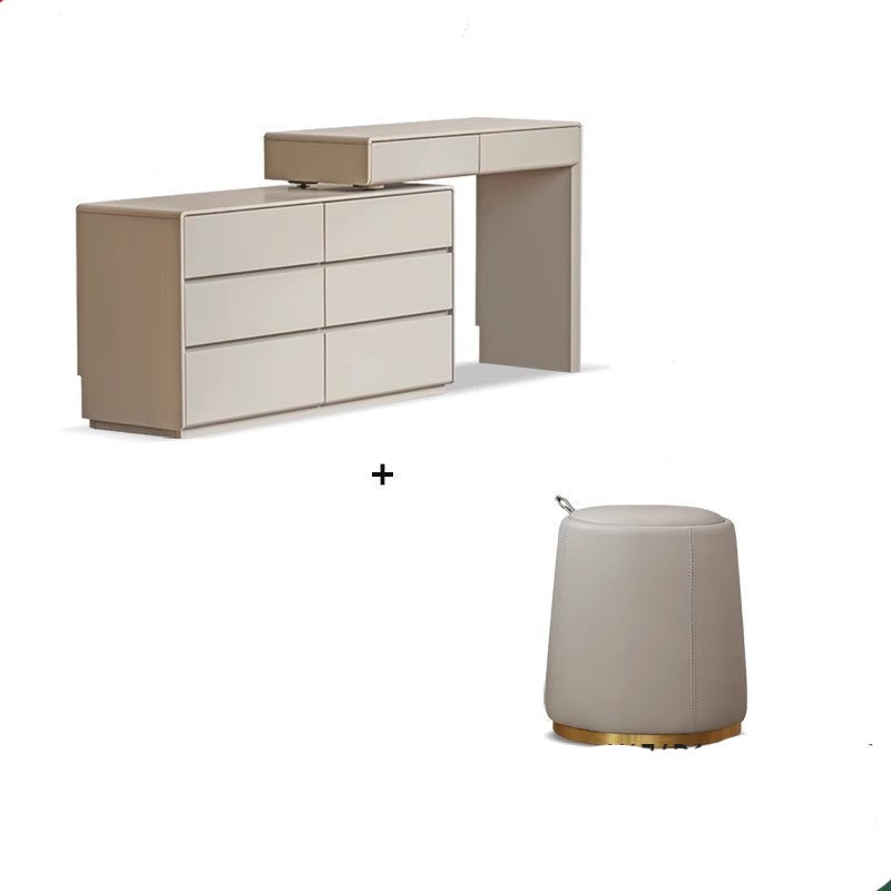 Poplar Solid Wood Retractable Dressing Table Light Luxurious Drawer "