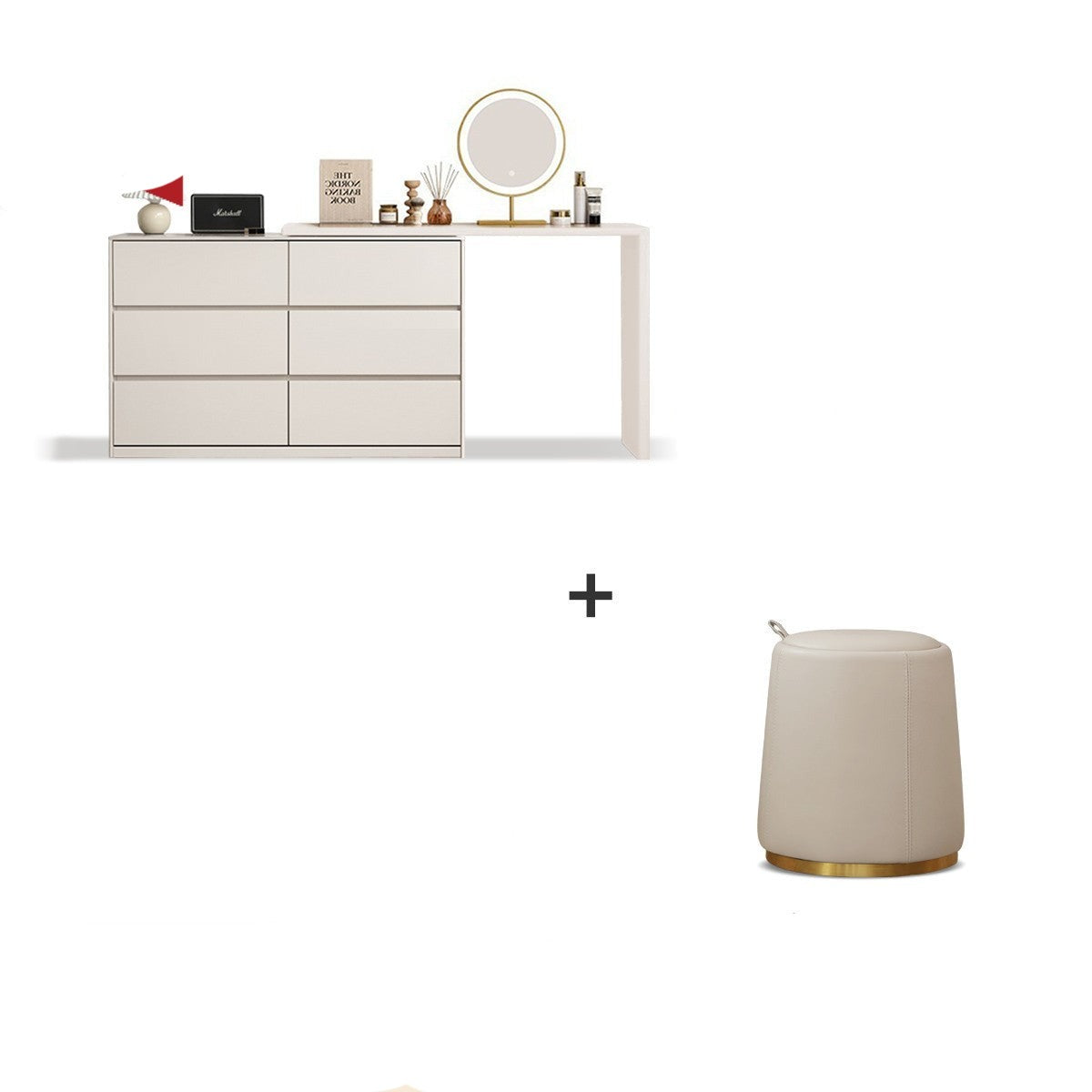Poplar solid wood light luxury L-shaped corner dressing table"