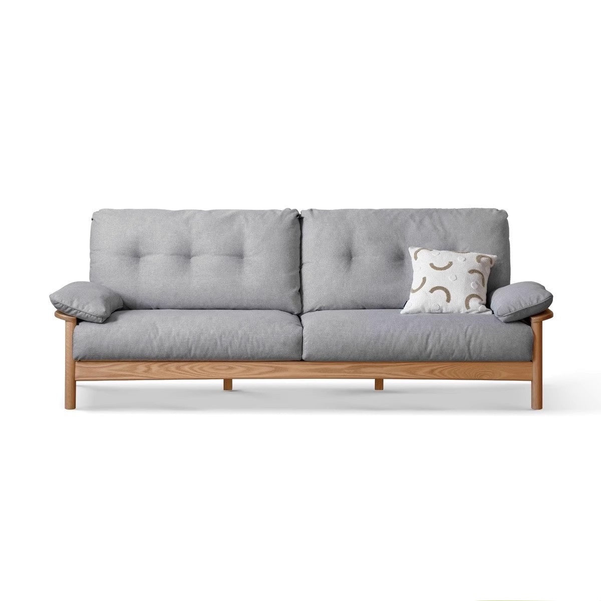 Oak solid wood fabric sofa modern