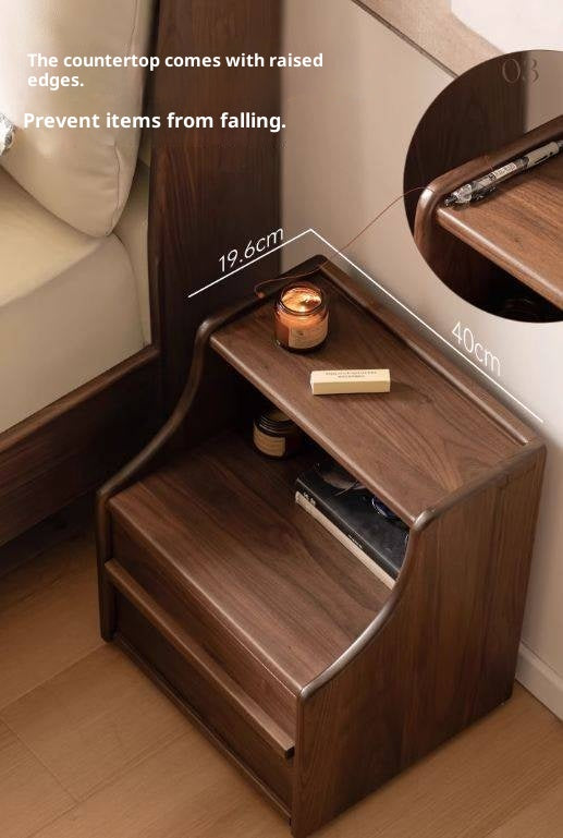 Black Walnut Solid Wood Italian Light Luxury Nightstand