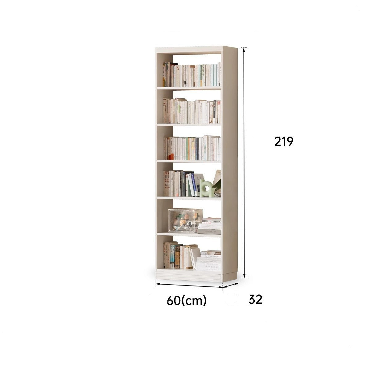 Ash solid wood bookshelf wall-to-ceiling shelf white cream style free combination bookcase"