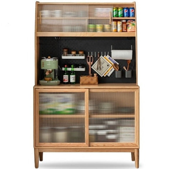 Oak solid wood sideboard multi-functional buffet cabinet,