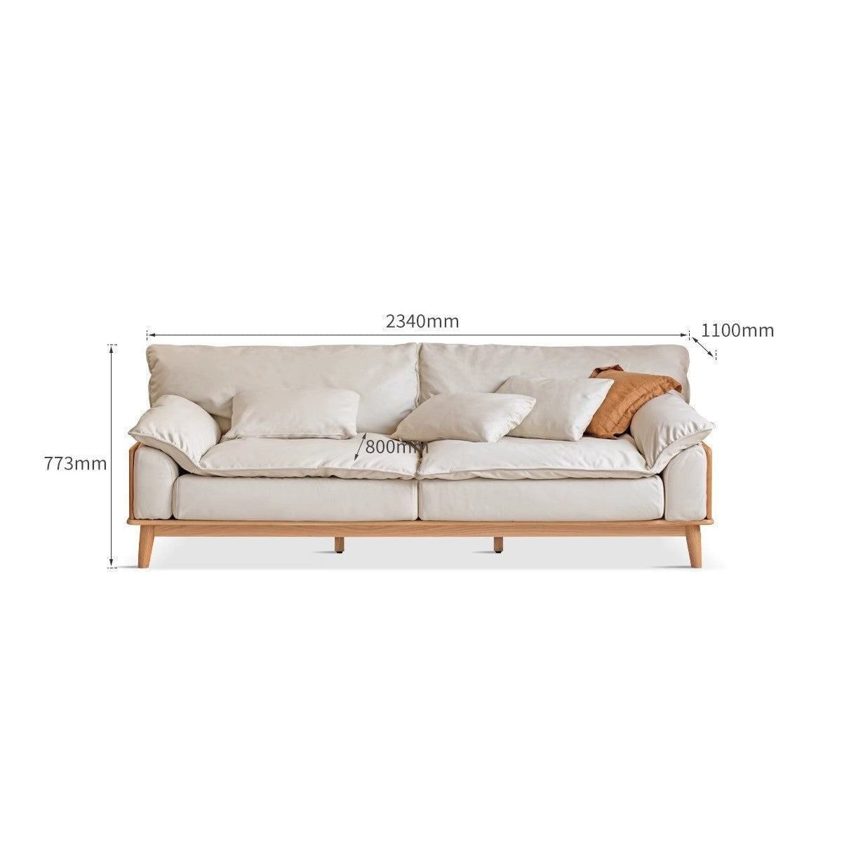 Oak solid wood deep sofa"