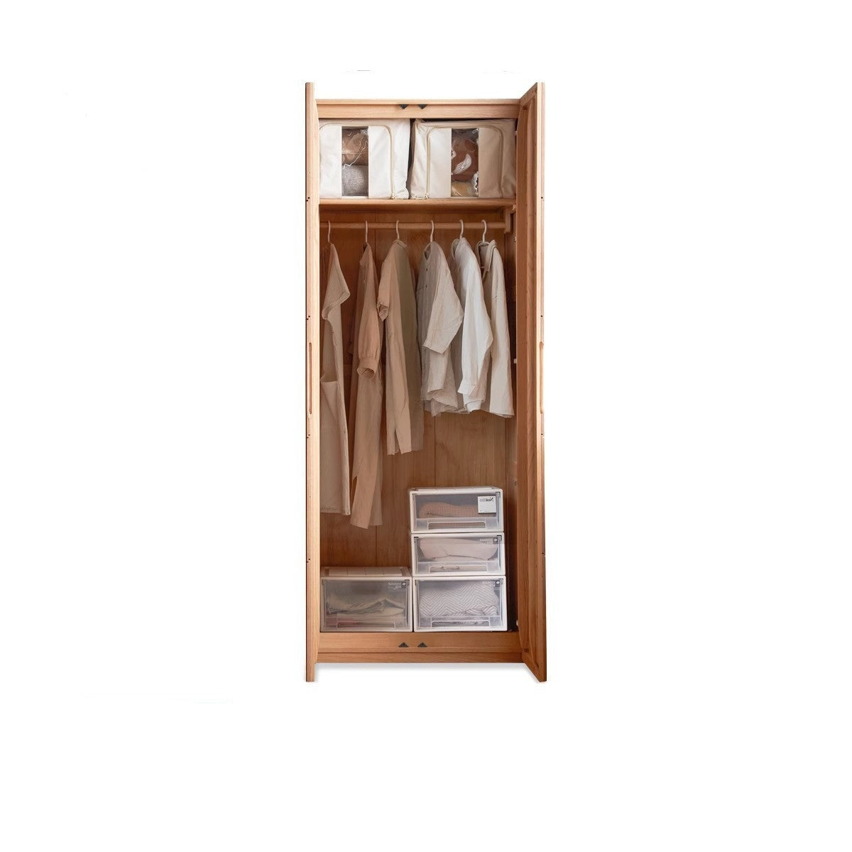 Oak solid wood wardrobe free combination high doors"