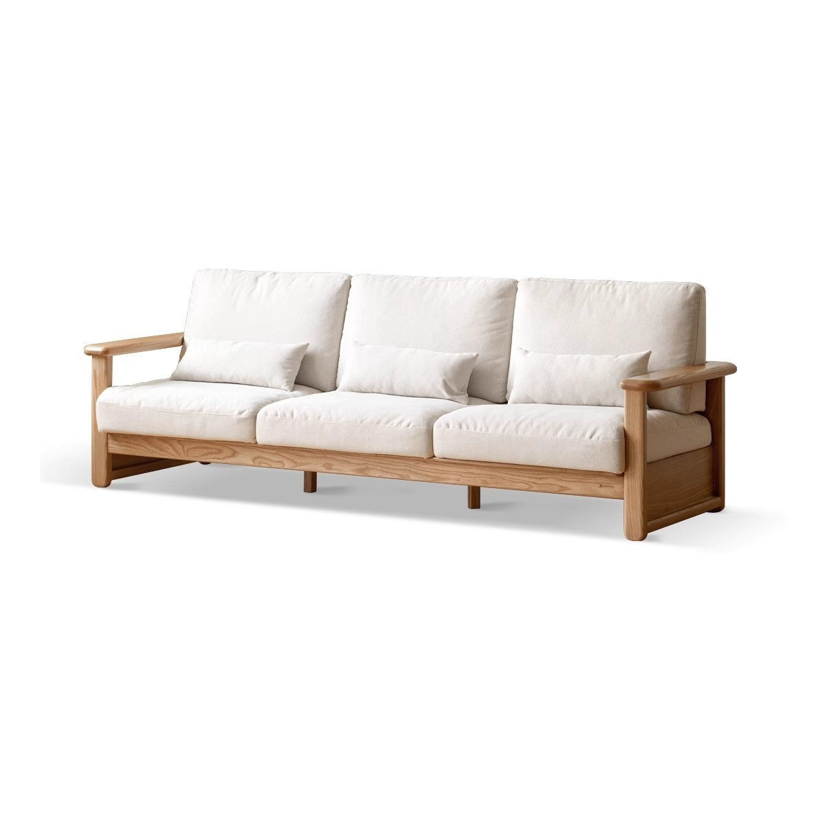 Ash Solid Wood Fabric Sofa Straight Row Sofa