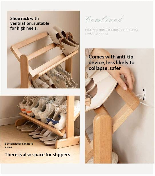 Beech Solid Wood Multi Layer Ultra Thin Shoe Racks