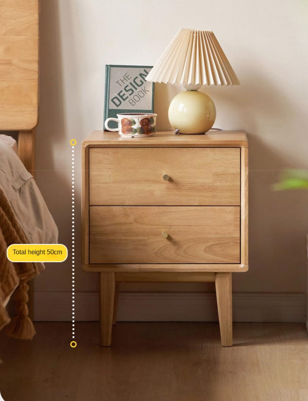 Ash, Oak Solid Wood, Solid RubberWood Nightstand.