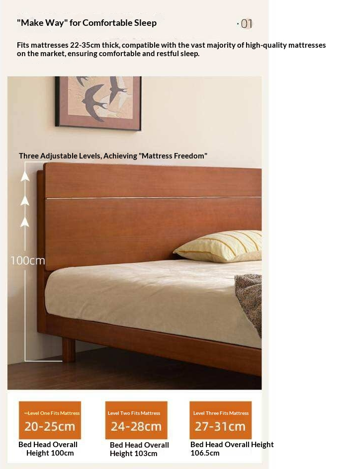 Poplar Solid Wood with High Headboard and Large Board Bed