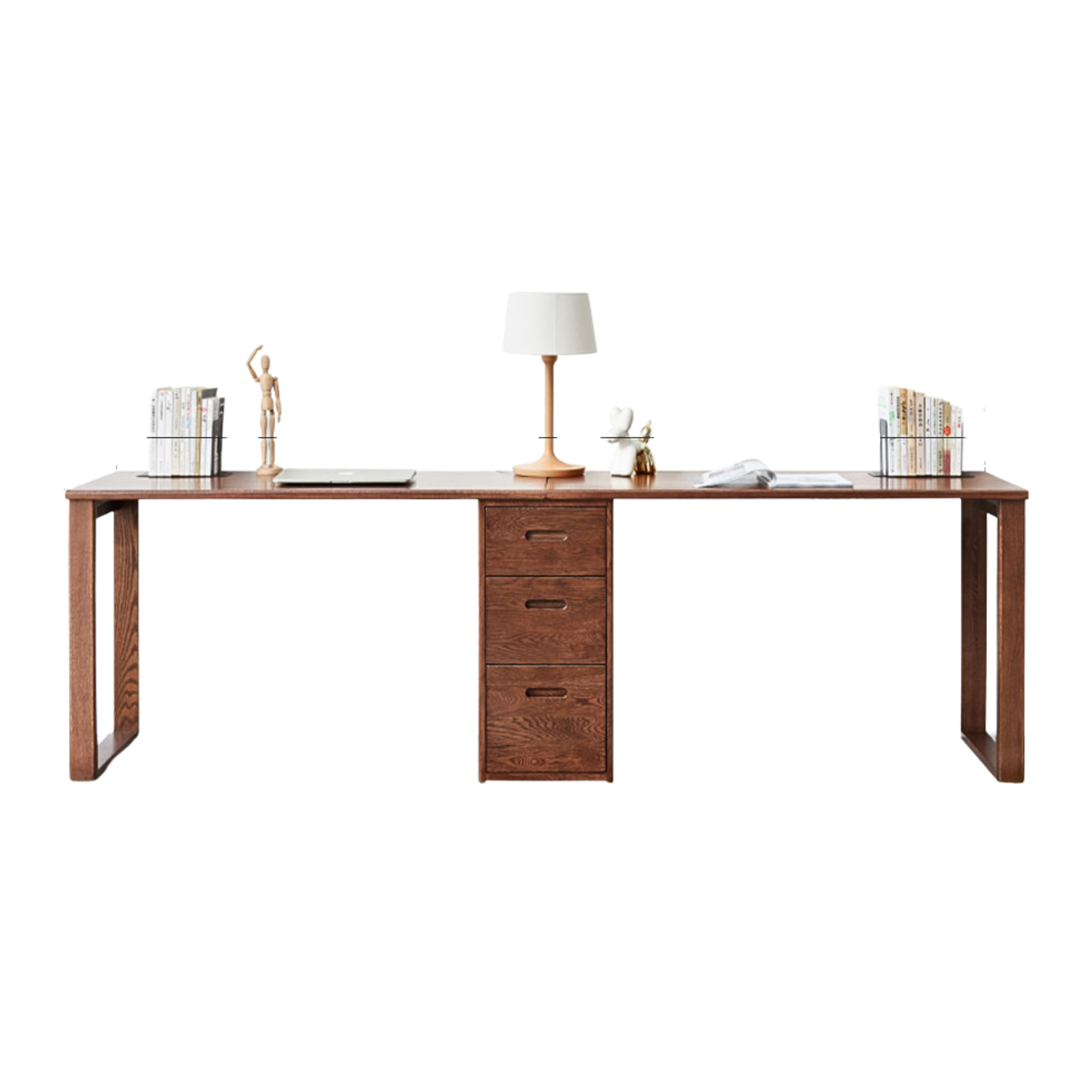 Oak Solid Wood Walnut color office Desk,"Together" combination desk-