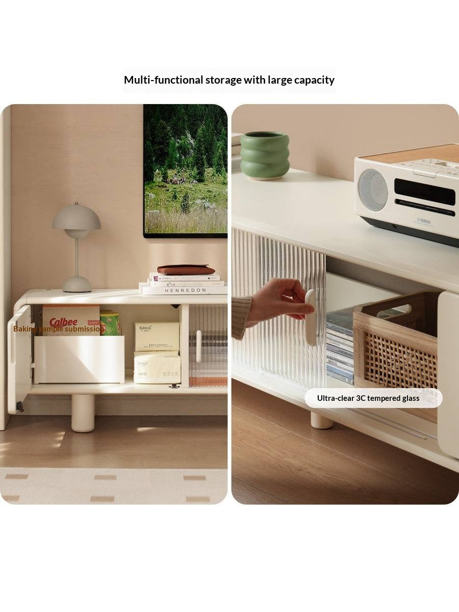 Solid RubberWood Storage White TV Cabinet.