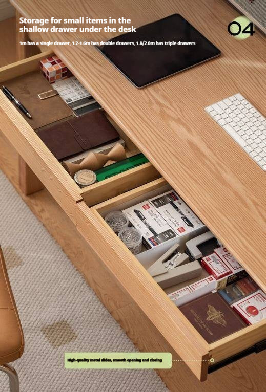 Oak, Ash Solid Wood USB Office Desk