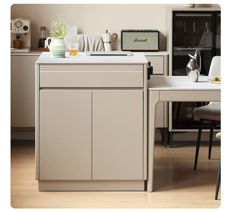 Tulipwood Solid Wood Light Luxury Rock Plate Island Dining Table, Dining Buffet