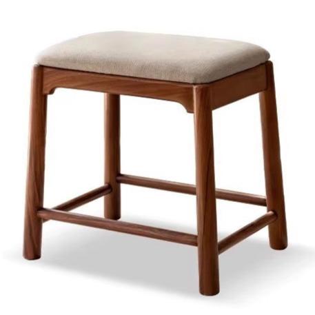 Black Walnut, Oak Solid Wood Retro Soft Makeup Stool