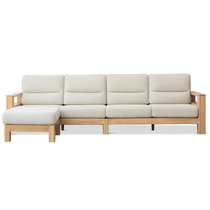 Ash, Black Walnut Solid Wood White Wax Fabric Sofa