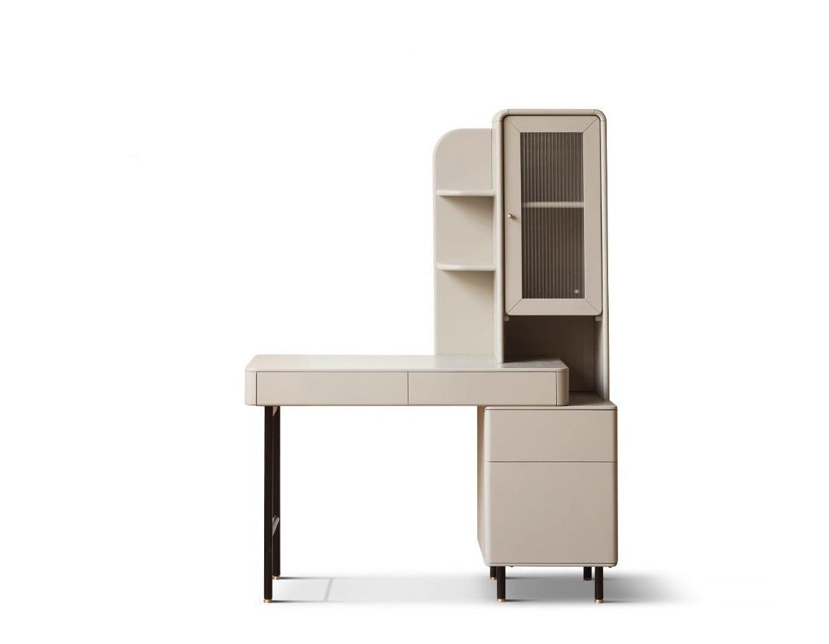 Poplar Solid Wood Telescopic Desk with Bookcase Light Luxury "