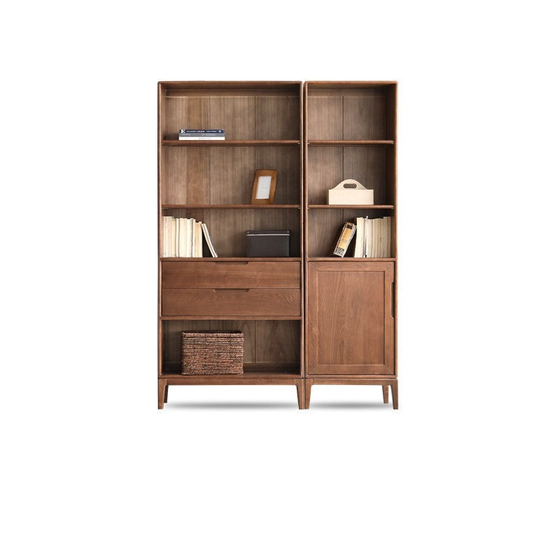 North American black walnut, Ash solid wood combination cdust-proof glass door wall floor-to-ceiling bookshelf<