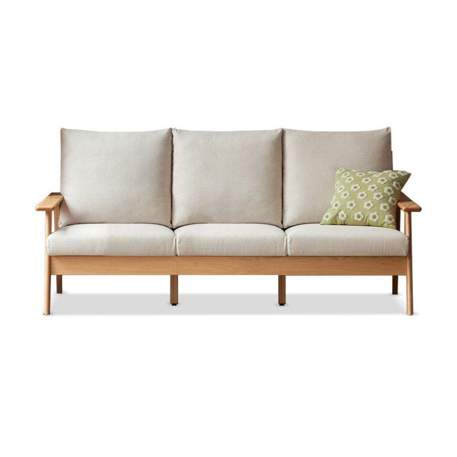 Oak Solid Wood Fabric Sofa