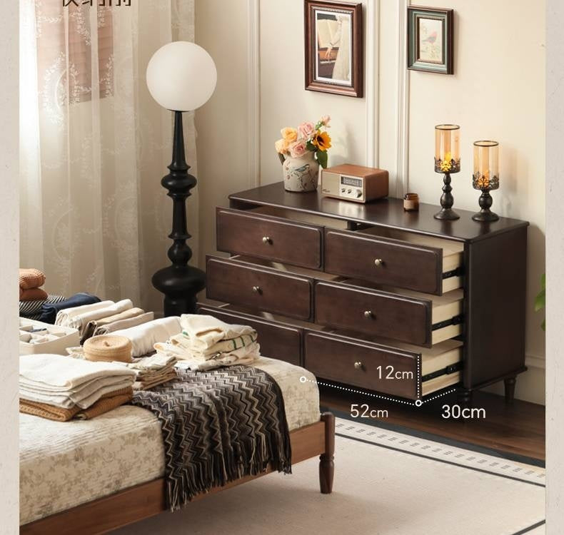Poplar Solid Wood American Retro Style Chest of Drawers.