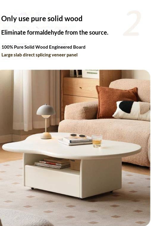 Solid RubberWood Cloud Cream Style Coffee Table
