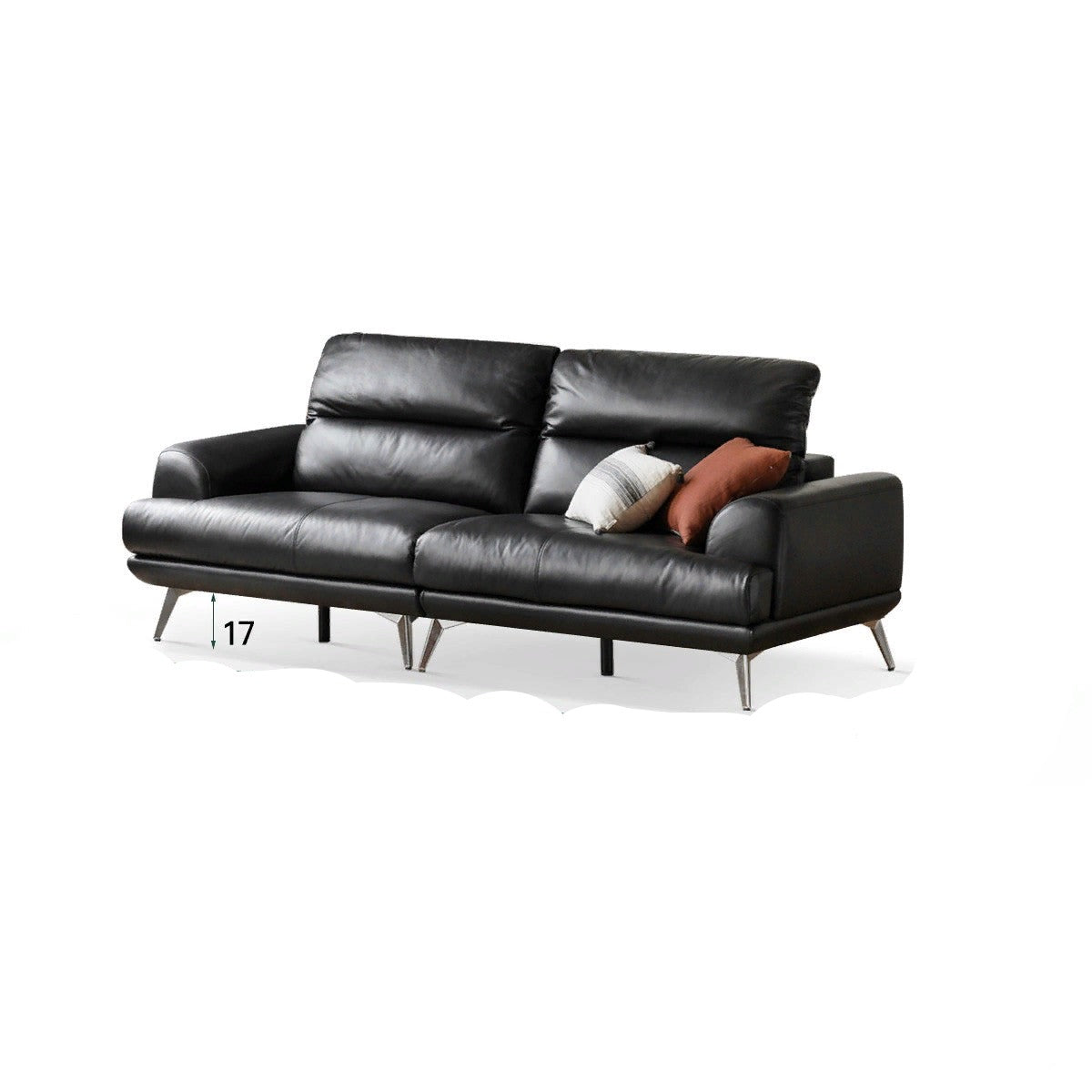 First layer cowhide modern black sofa+