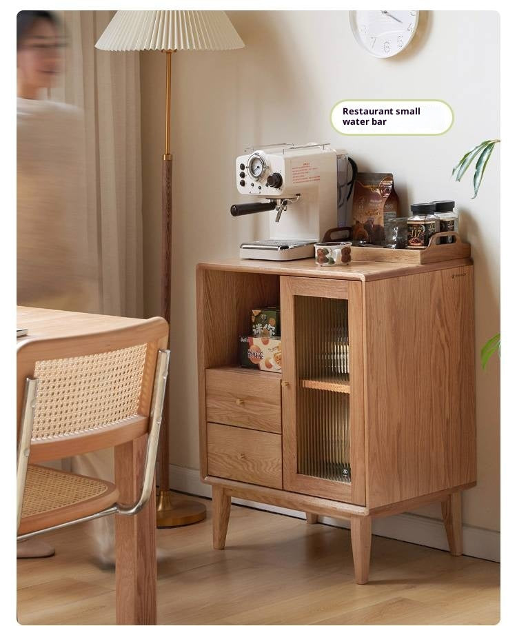 Oak, Beech Solid Wood, Solid Rubberwood Side Cabinet Nordic Style