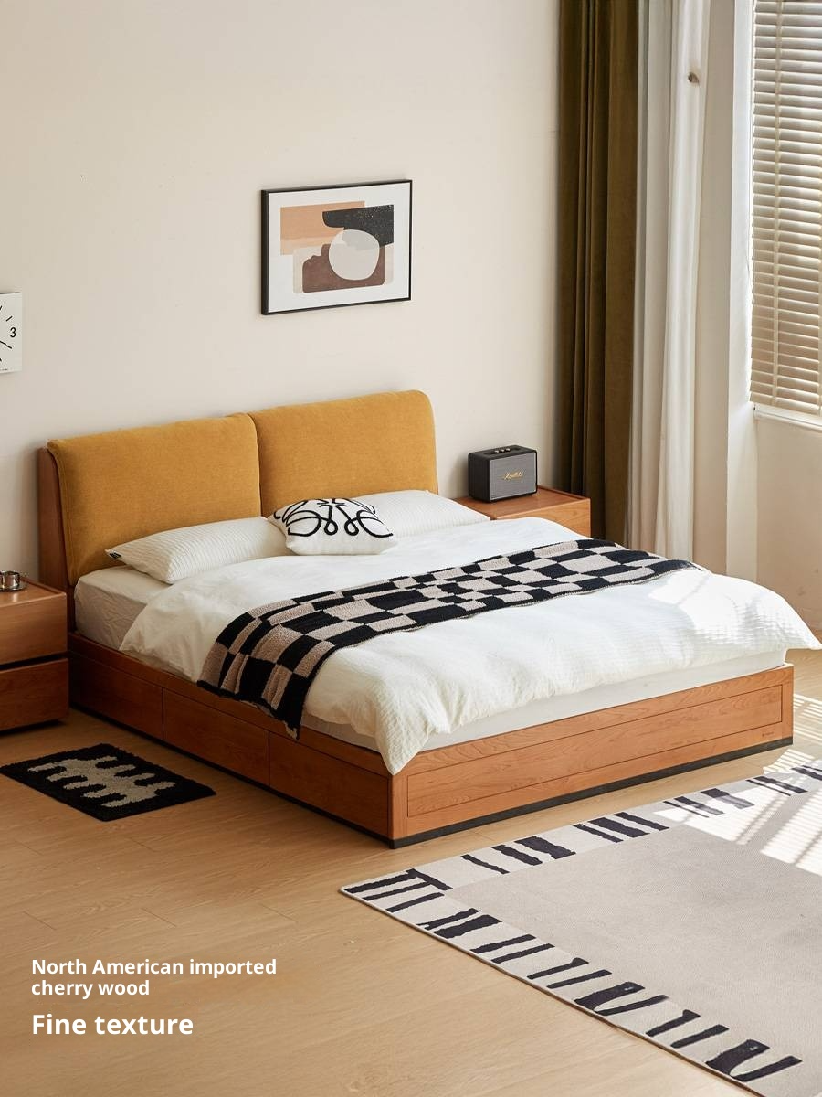 Cherry Solid Wood Box Bed Vintage Style