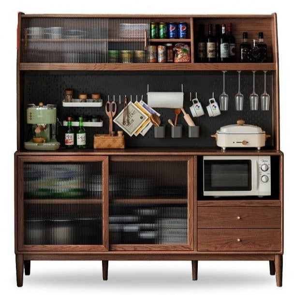 Oak solid wood sideboard multi-functional buffet cabinet,