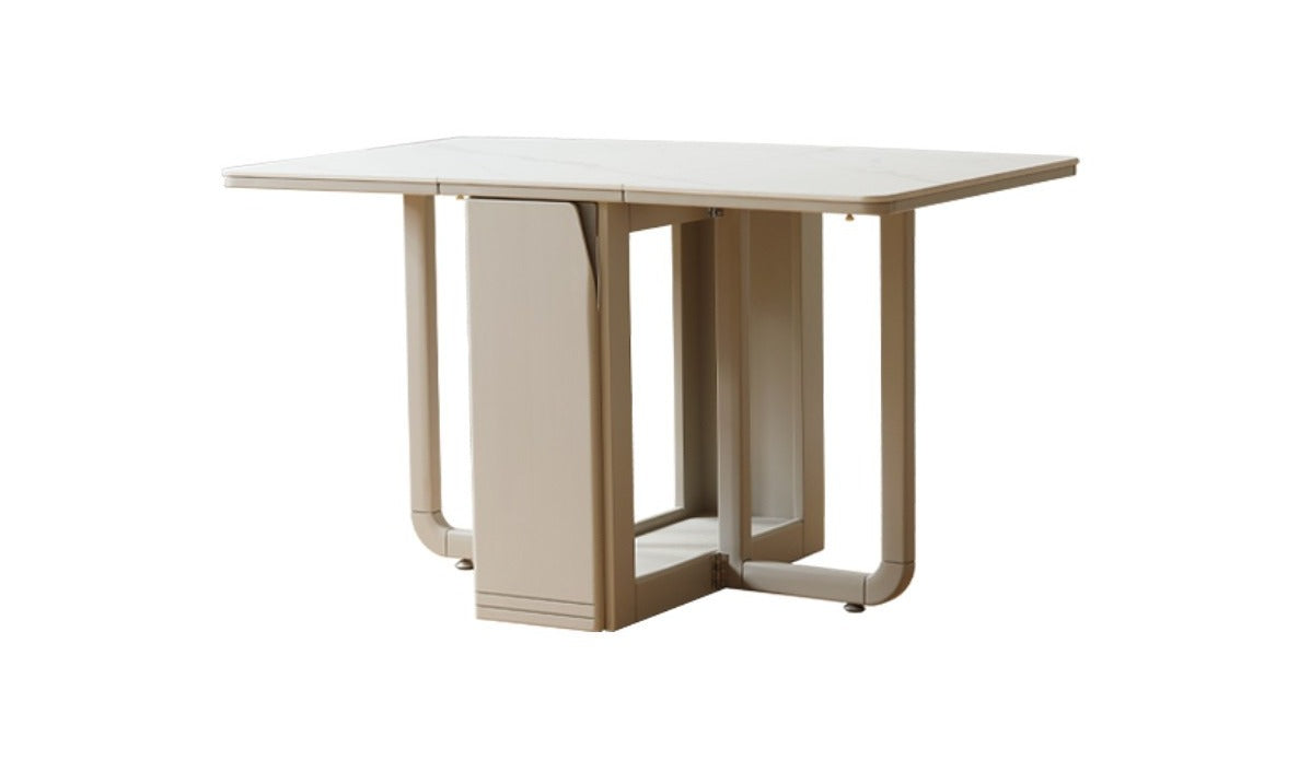 Solid wood slab folding dining table Italian light luxury-