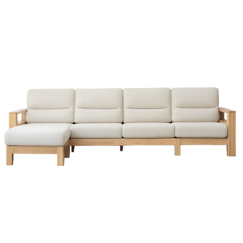 Ash, Black Walnut Solid Wood White Wax Fabric Sofa