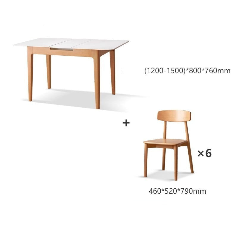 Beech solid wood Rock Plate Folding Dining Table "