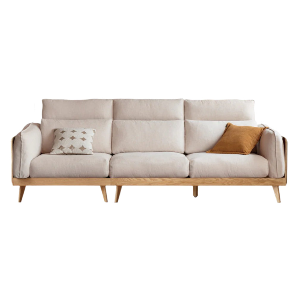 Oak Solid Wood Modern Straight Row Down Sofa