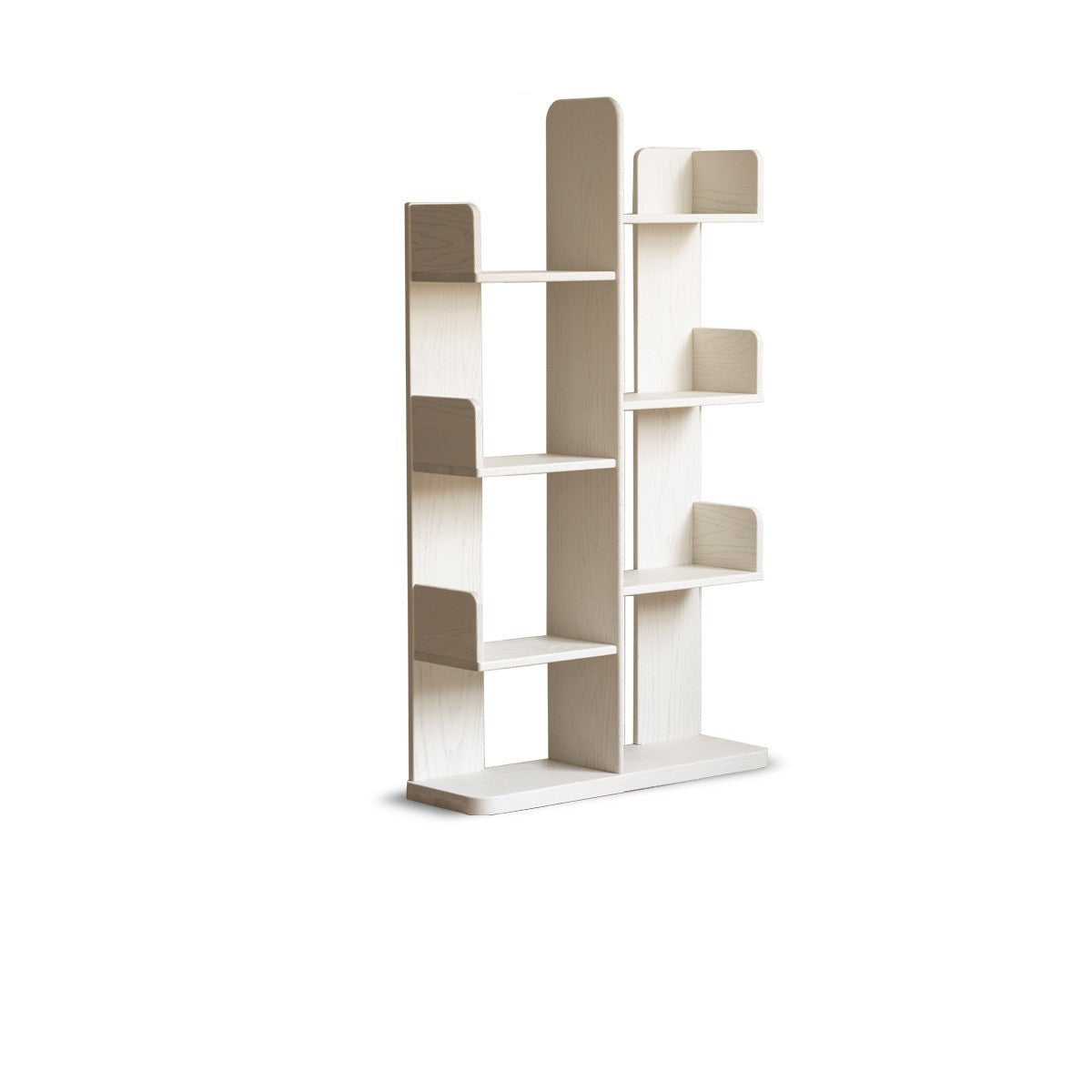 Oak Solid Wood Floor to Floor Cream Cactus Shelf Corner Bookcase Display"