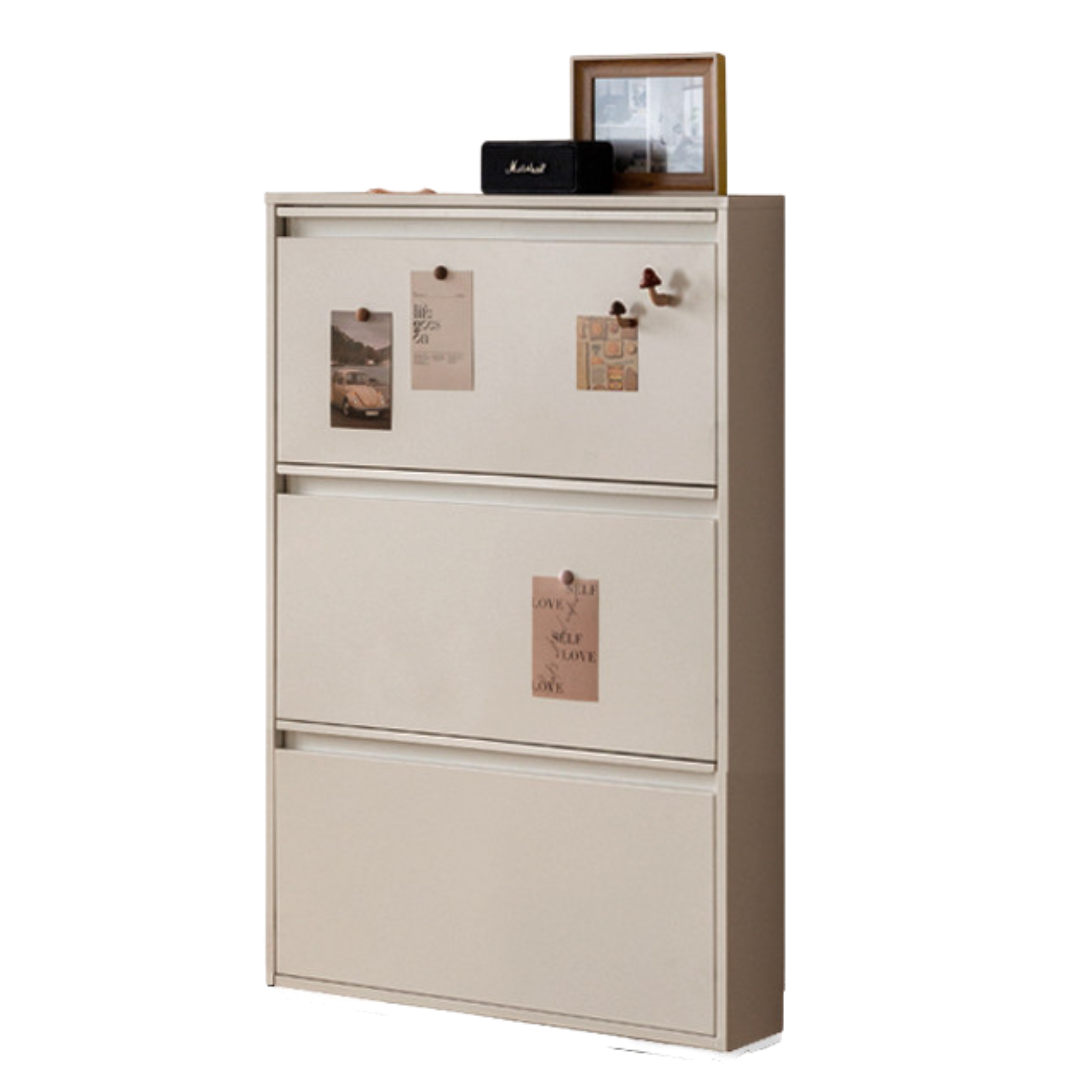 Metal ultra-thin shoe cabinet white modern: