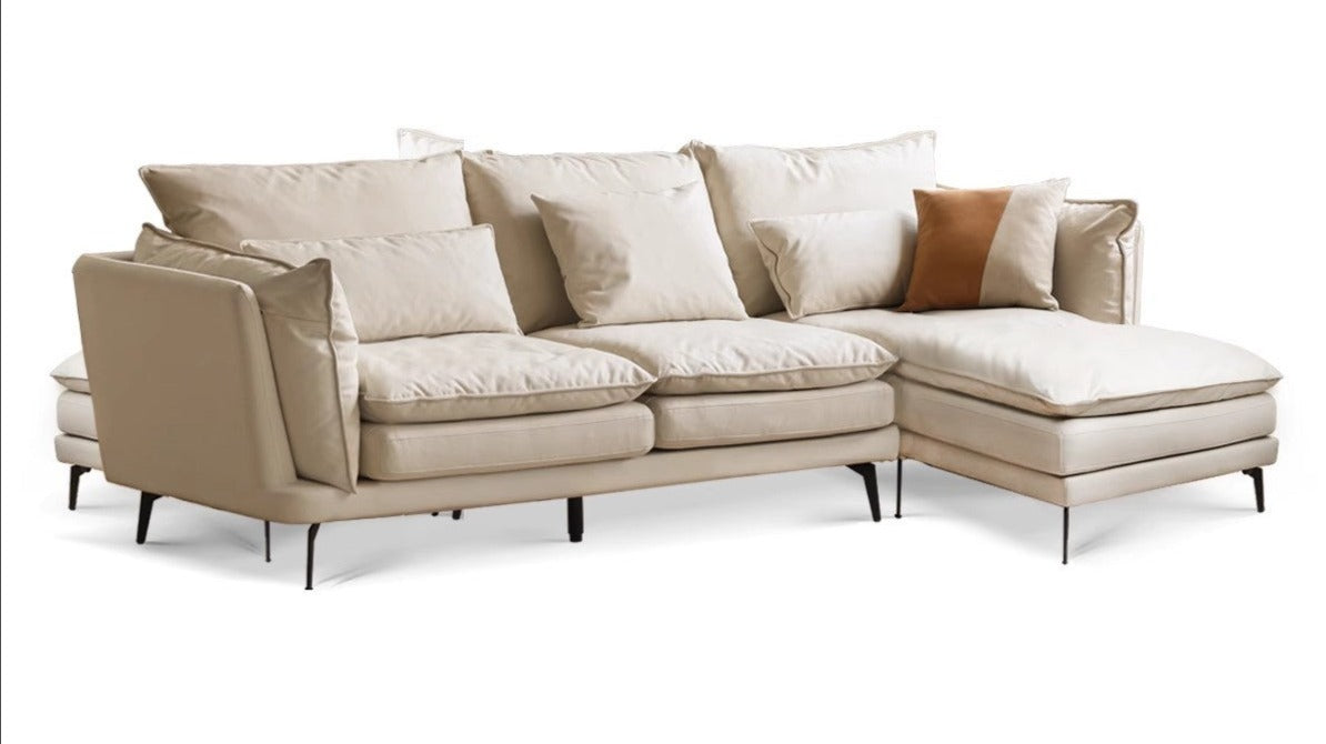 Technology Fabric White Goose Down Sofa Cream Style)