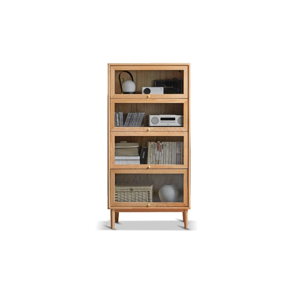 Bookcase Ash solid wood, flip door cabinet storage cabinet"-