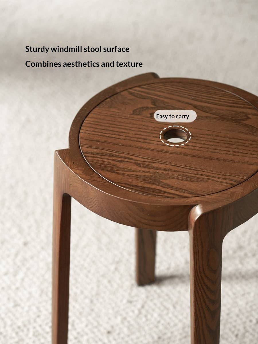 Ash, Solid RubberWood Stackable Stool