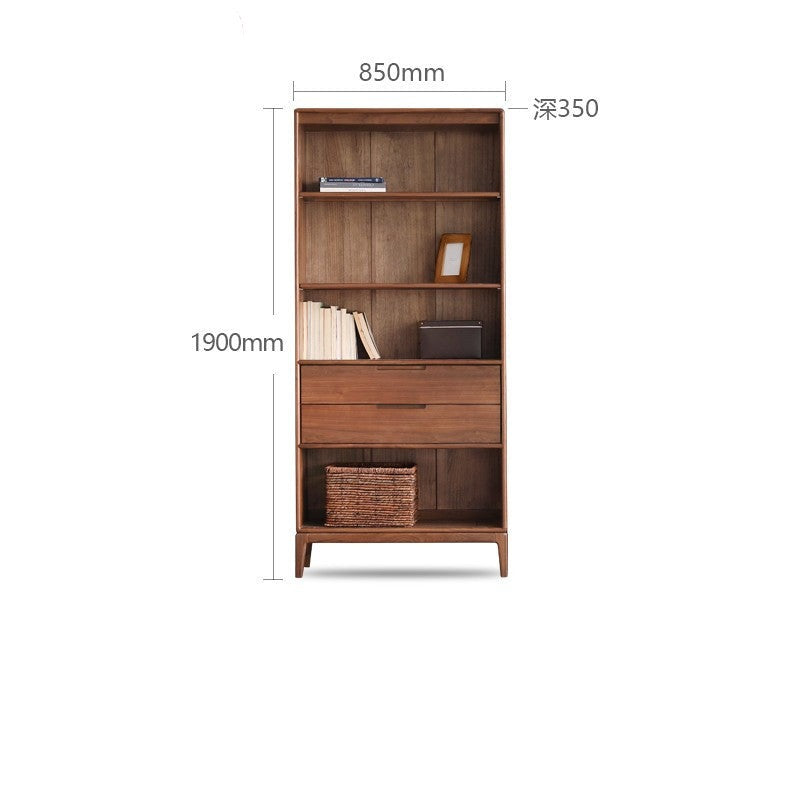 North American black walnut, Ash solid wood combination cdust-proof glass door wall floor-to-ceiling bookshelf<