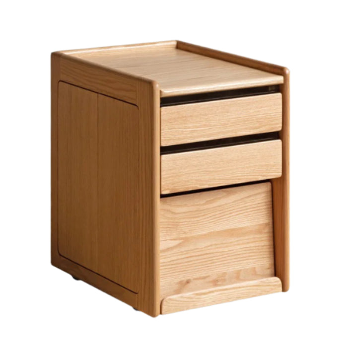 Oak, Cherry, Black Walnut Solid Wood Mobile Nightstand