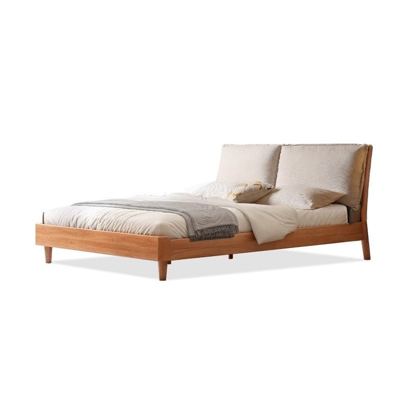 Cherry wood Genuine leather bed, Fabric bed_)
