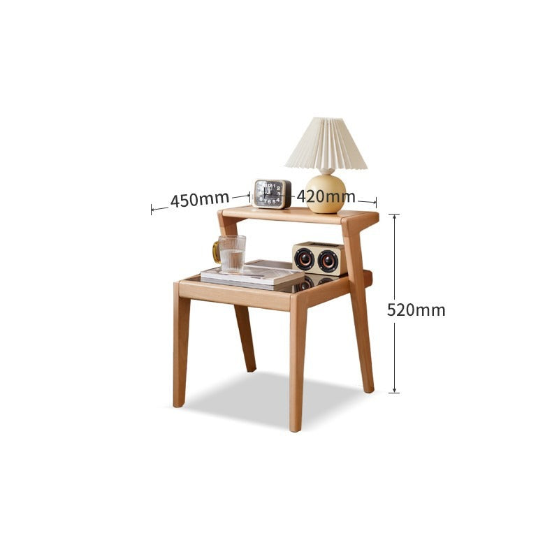 Beech solid wood bedside table"