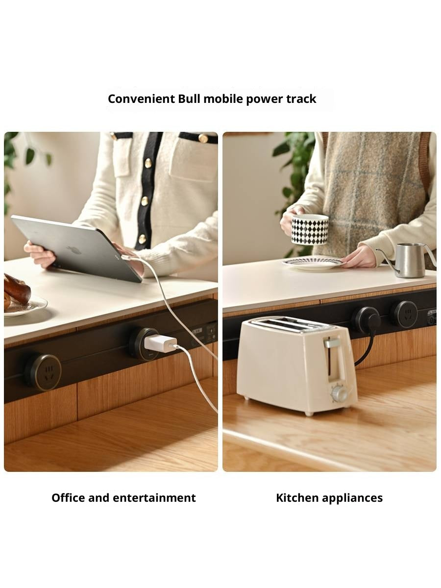 Oak, Beech Solid Wood Modern Rock Plate Island Table