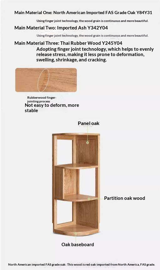 Ash, Oak, Solid RubbberWood Corner Bookshelf