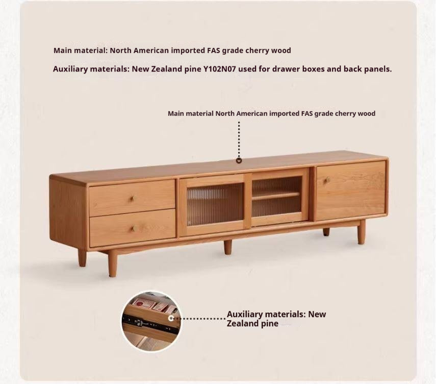 Cherry, Ash Solid Wood Modern TV Cabinet.