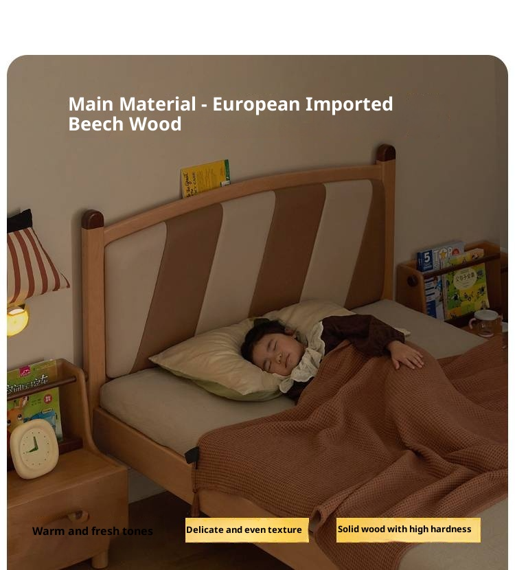 Beech Solid Wood Children's Modern Simple Single Bed