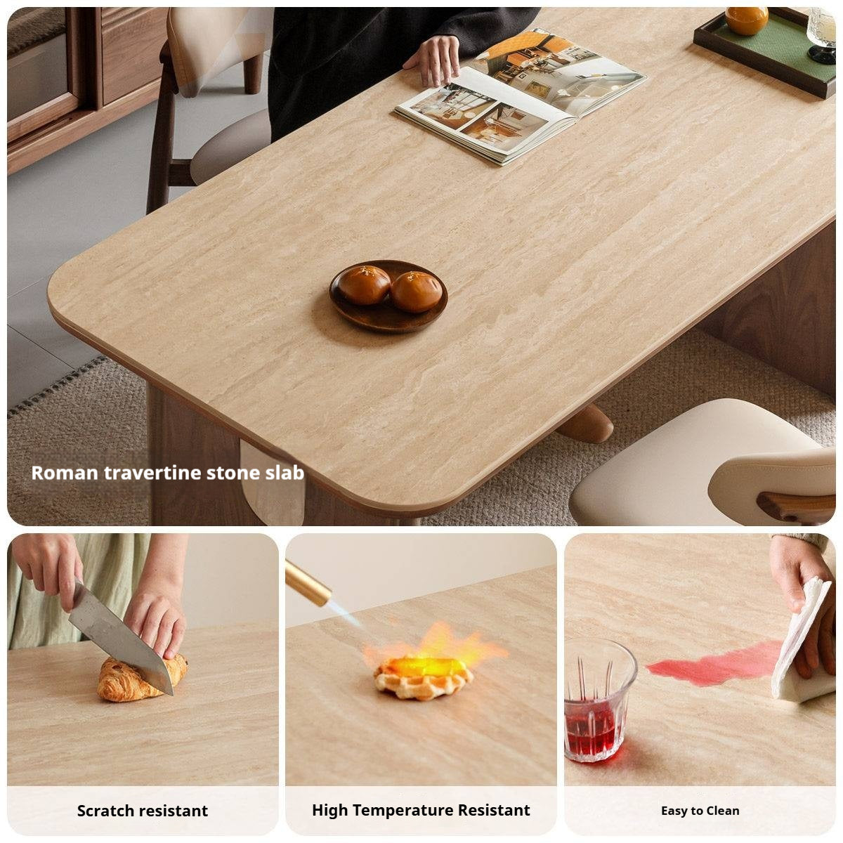 Black Walnut Solid Wood Vintage Style Slab Dining Table