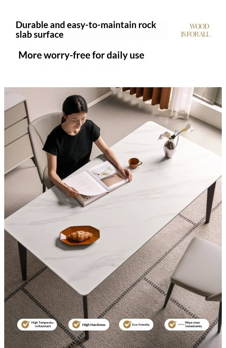 Solid Rubberwood Modern Minimalist Rock Board Dining Table