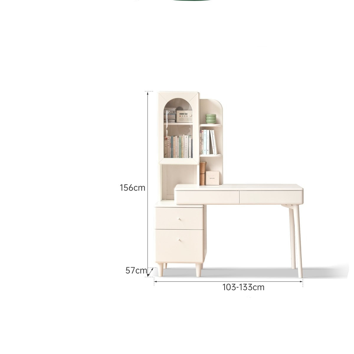 Poplar Solid Wood Retractable Desk and Bookshelf: